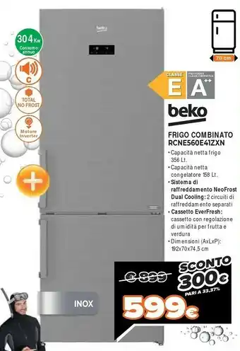 Expert Beko RCNE560E41ZXN Frigorifero Con Congelatore Libera Installazione 501 L E Acciaio Inossidabile offerta