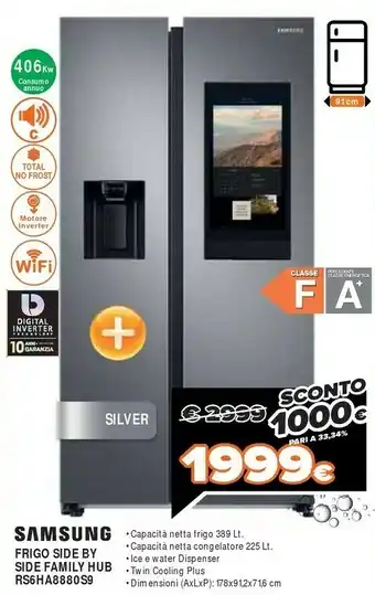 Expert Samsung RS6HA8880S9 Frigorifero Side-by-side Libera Installazione 614 L F Grigio offerta