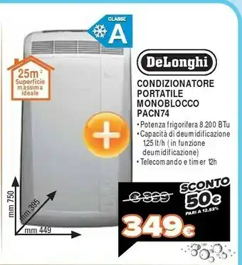 Expert De Longhi Condizionatore Portatile Monoblocco PACN74 offerta