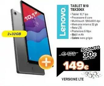 Expert Lenovo Tab M10 HD 32 GB 25,6 Cm (10.1") 2 GB Wi-Fi 5 (802.11ac) Android 10 Grigio offerta