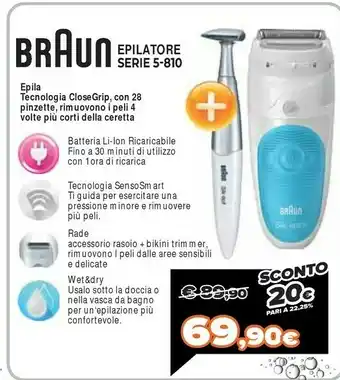 Expert Braun Silk-épil 5 Wet&Dry Silk-épil 5 5-810, Epilatore Elettrico Donna Per Un’Epilazione Delicata offerta