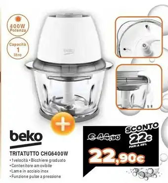 Expert Beko CHG6400W Tritaverdure Elettrico 1 L Bianco 400 W offerta