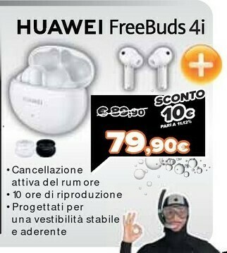 Expert Huawei FreeBuds 4i Cuffia Auricolare Bluetooth Bianco offerta