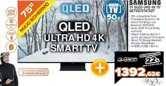 Expert Samsung Series 7 QE75Q70TAT 190,5 Cm (75") 4K Ultra HD Smart TV Wi-Fi Nero offerta