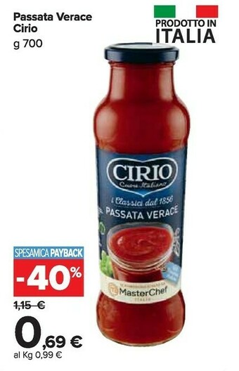 Carrefour Market Cirio La Verace Passata 700 G(ml) offerta
