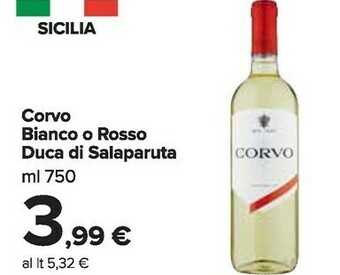 Carrefour Market Duca Di Salaparuta Corvo Bianco/ Rosso offerta