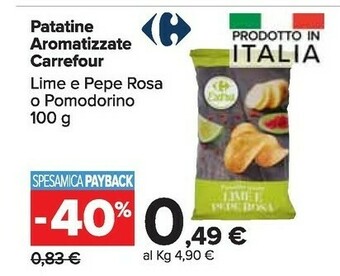 Carrefour Market Carrefour Patatine Aromatizzate Line E Pepe Rosa O Pomodorino offerta