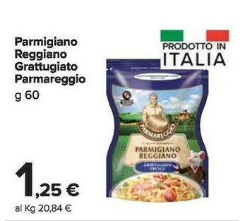 Carrefour Market Parmareggio Parmigiano Reggiano Grattugiato 60 G(ml) offerta