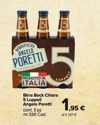 Carrefour Market Angelo poretti 5 Luppoli Bock Chiara Doppio Malto 330 G(ml) offerta