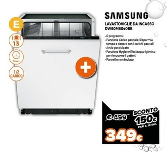 Expert Samsung DW60M6040BB Lavastoviglie A Scomparsa Totale 13 Coperti E offerta