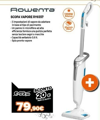 Expert Rowenta RY6557 Pulitore A Vapore Verticale Blu, Argento, Bianco 1200 W offerta