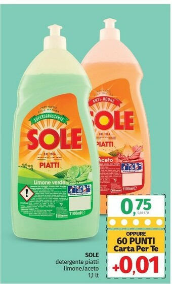 Pam Sole Detergente Piatti Limone/ Aceto offerta