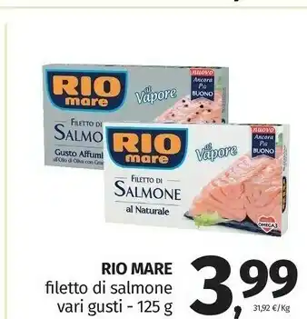 Pam Rio Mare Filetto Di Salmone Al Naturale Al Vapore 125 G(ml) offerta