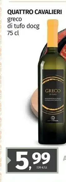 Pam Quattro Cavalieri Greco Di Tufo DOCG offerta
