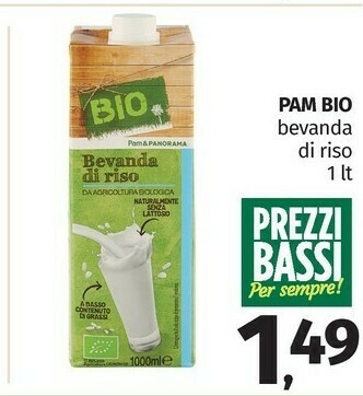 Pam Pam & Panorama - Bevanda di Riso Biologica 1000 g(ml) offerta