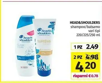 Pam Head & Shoulders Shampoo/balsamo offerta