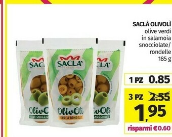 Pam Saclà Olivoli Verdi Snocciolate 185 G(ml) offerta