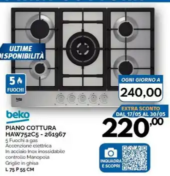 Orizzonte Beko Piano cottura offerta