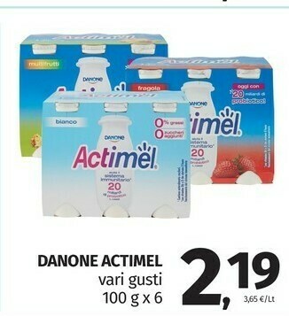 Pam Danone Actimel Fragola 600 G(ml) offerta