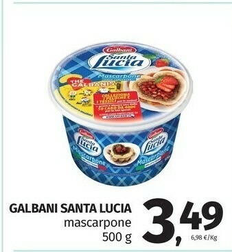 Pam Galbani Mascarpone Santa Lucia 500 G(ml) offerta