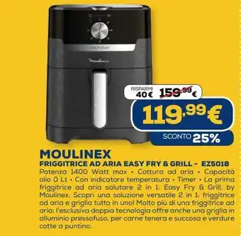 Euronics Moulinex friggitrice ad aria easy fry & grill - ez5018 offerta