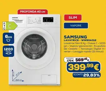 Euronics Samsung lavatrice - ww60a312 offerta