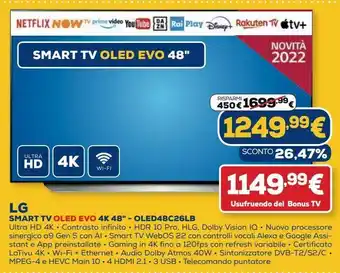 Euronics Lg smart tv oled evo 4k 48" - oled48c26lb offerta