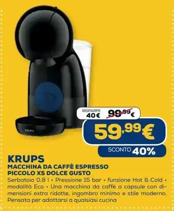 Euronics Krups macchina da caffe espresso piccolo xs dolce gusto offerta