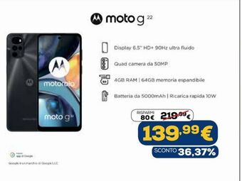 Euronics Moto g 22 offerta