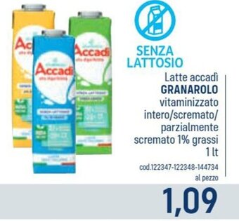 Latte Accadi Granarolo vitaminizzato intero/scremato / parzialmente scremato 1% grassi 1 lt
