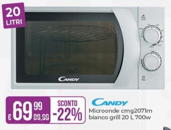Portobello Candy Microonde cmg2071m bianco grill 20 L 700w offerta