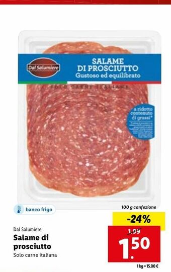 Lidl Salame di prosciutto offerta