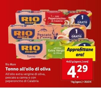 Lidl Tonno in olio d'oliva offerta