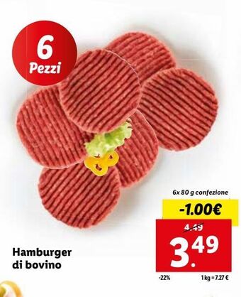 Lidl Hamburger di bovino offerta