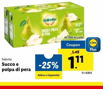 Lidl Succo e polpa di pera offerta