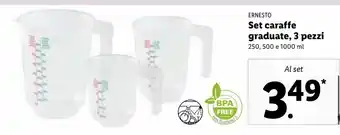 Lidl Ser caraffe graduate 3 pezzi offerta
