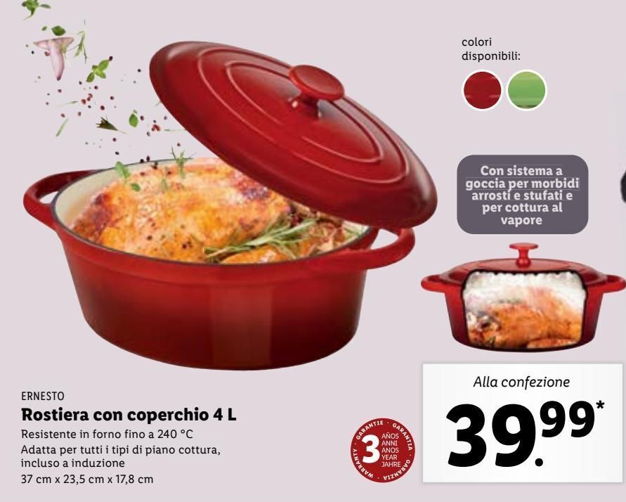 Rostiera SOLA In Ghisa - 28 Cm, 5 Litri, Smalatata Rossa, Per Tutti I Piani Cottura