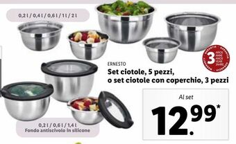 Lidl Set ciotole 5 pezzi, o set ciotole con coperchio 3 pezzi offerta