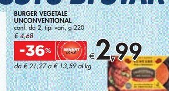 Bennet Burger vegetale unconventional offerta