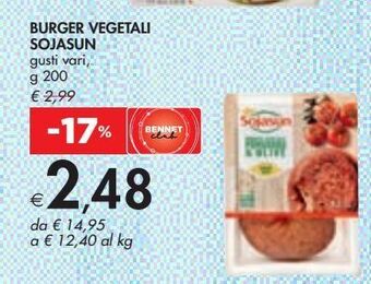 Bennet Burger vegetali sojasun offerta