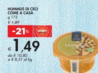 Bennet Hummus di ceci come a casa offerta
