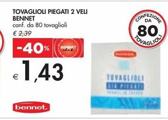 Bennet Tovaglioli piegati 2 veli bennet offerta
