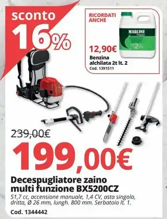 Brico Io Decespugliatore zaino multi funzione bx5200cz offerta