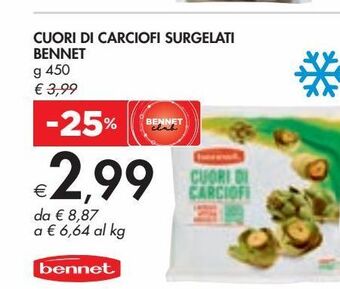 Cuori di carciofi surgelati bennet