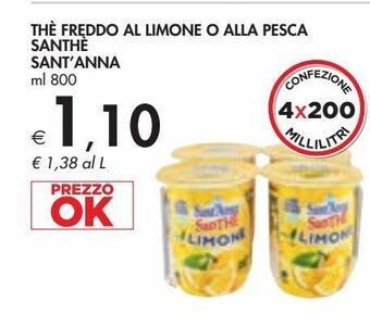 Thè freddo al limone o alla pesca santhè sant'anna