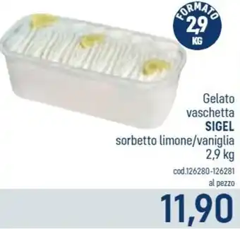 Sigel Gelato Vaschetta Sorbetto Limone/Vaniglia 2.9 kg