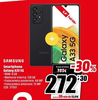 MediaWorld Samsung Smartphone Galaxy A33 5G offerta