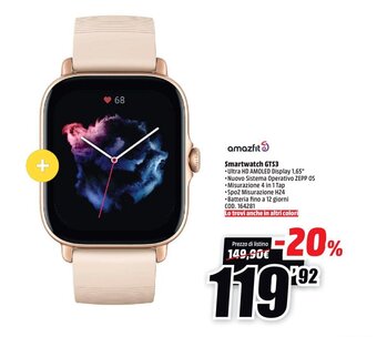 MediaWorld Amazfit Smartwatch GTS3 offerta