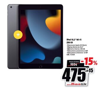 MediaWorld iPad 10,2" Wi-Fi 256 GB offerta
