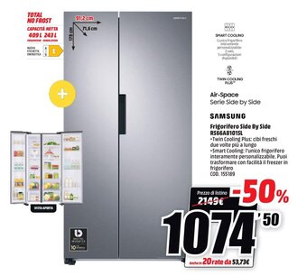 MediaWorld Samsung Frigorifero Side by Side RS66A8101SL offerta